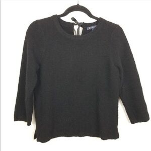 Brooks Brothers Black Wool Bow Cropped Sweater Small